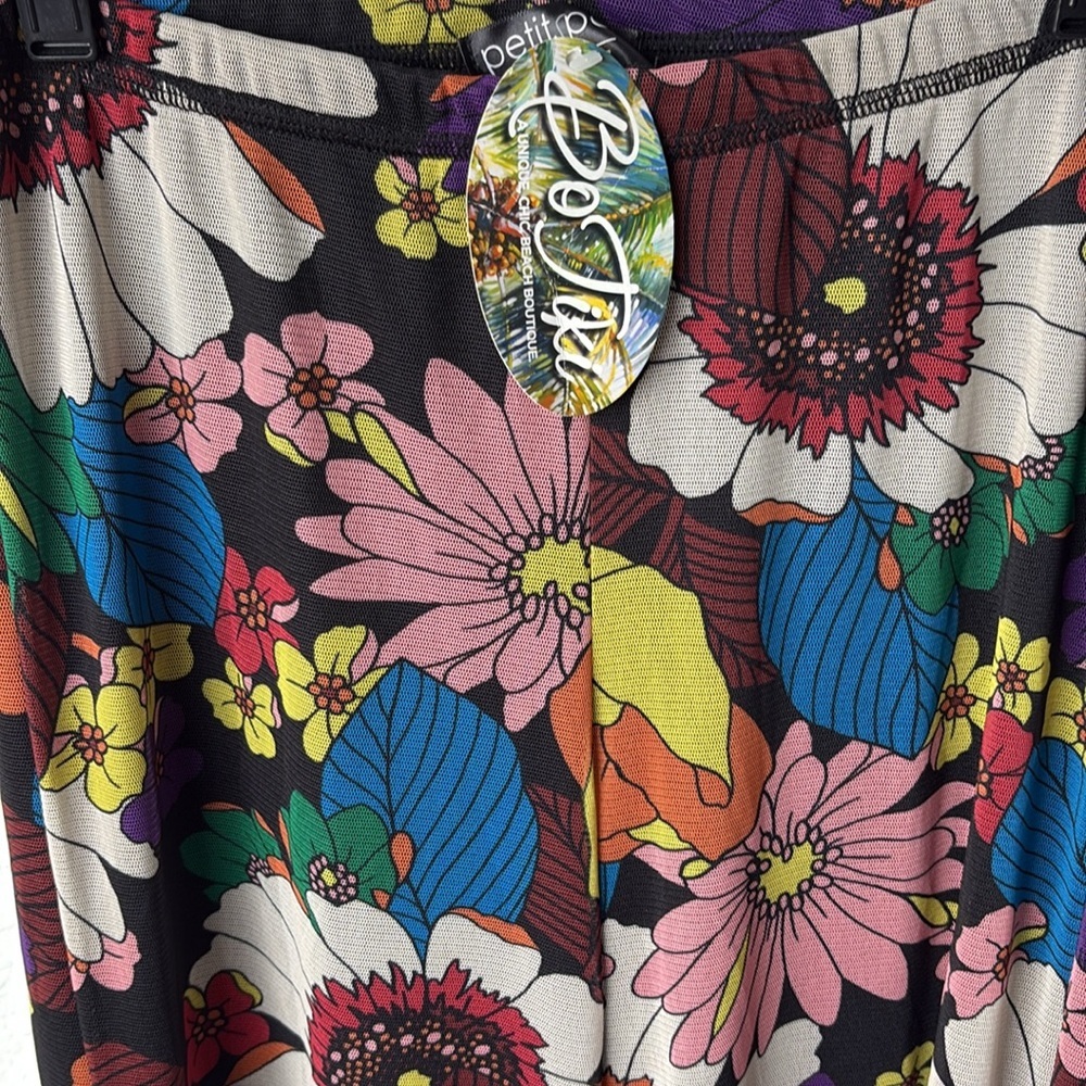 NWT Petit Pois by Vivian G Floral Multicolor Flared Pants - Picture 2 of 6